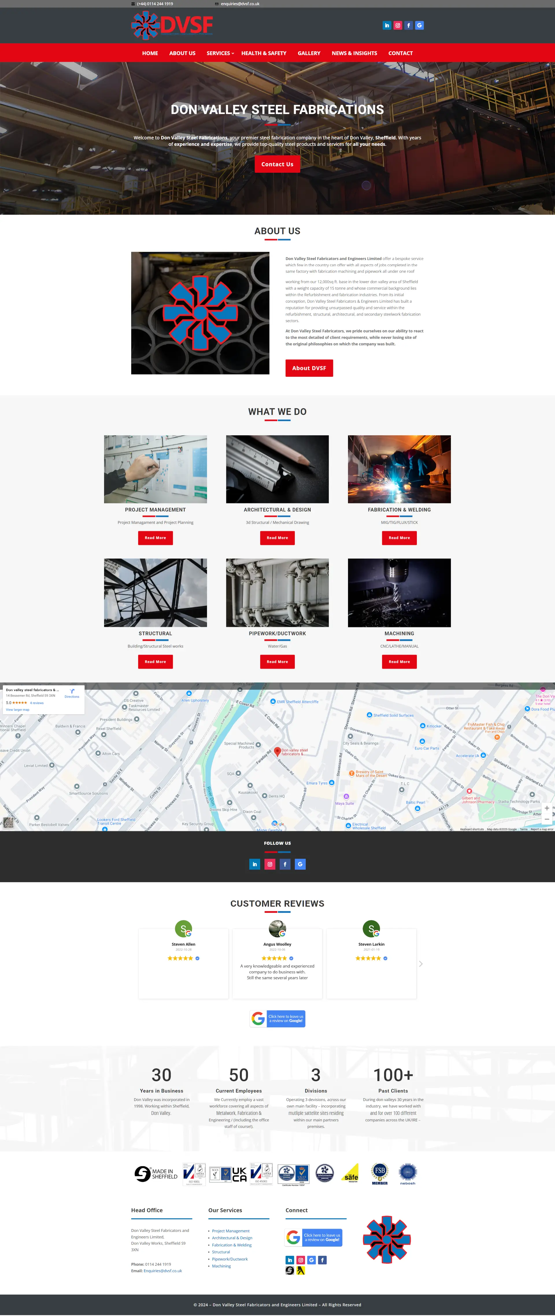 Homepage of Don Valley Steel Fabrications