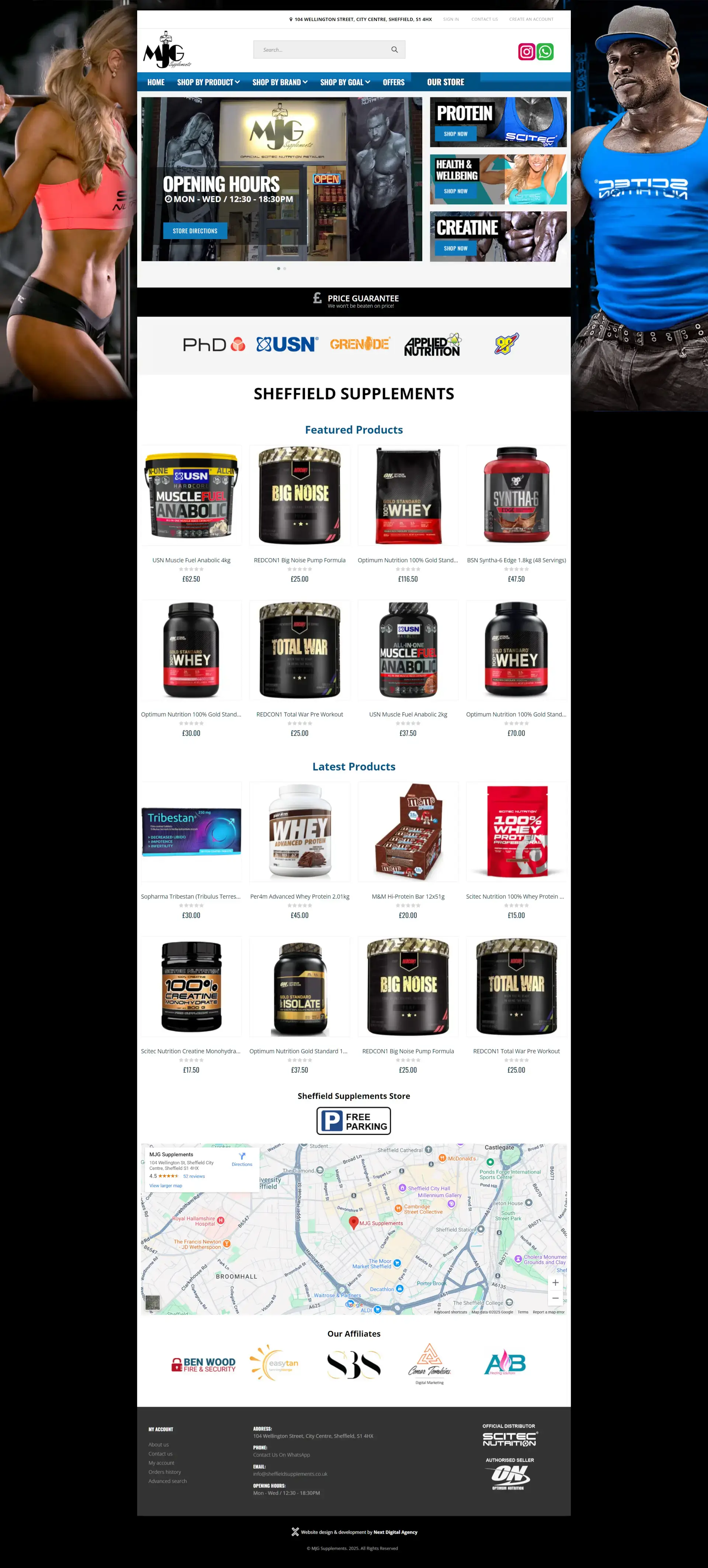 Homepage of MJG Supplements