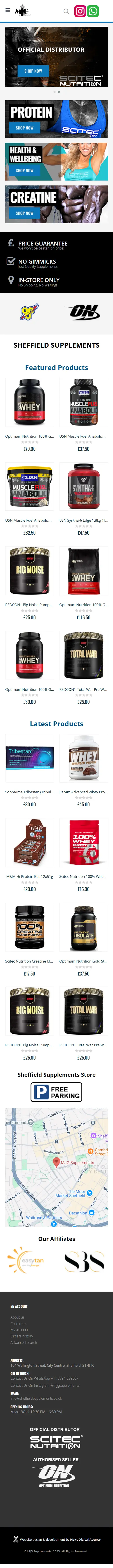 Homepage of MJG Supplements