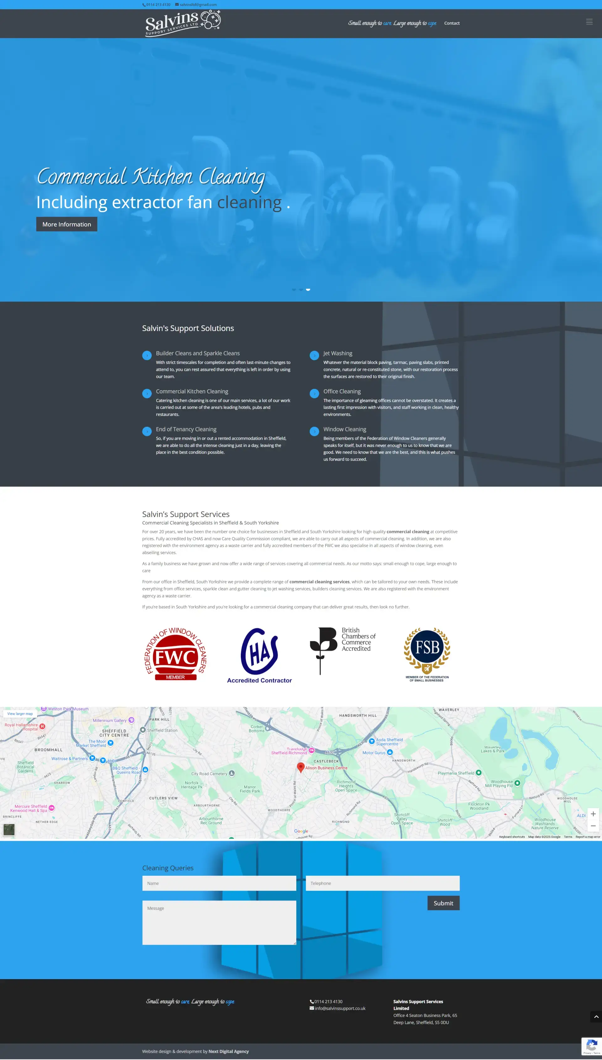 Homepage of Salvins Cleaning